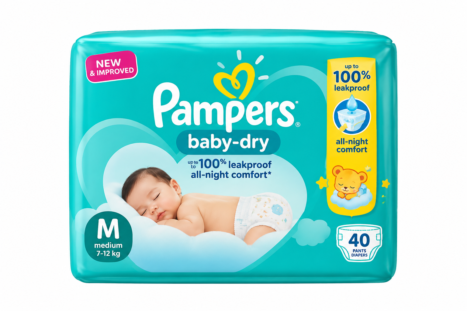 Pampers Baby Diapers Medium 40 Pcs